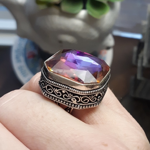 New Oversized Mystic Topaz 925 Silver Statement Ring. - Picture 2 of 8